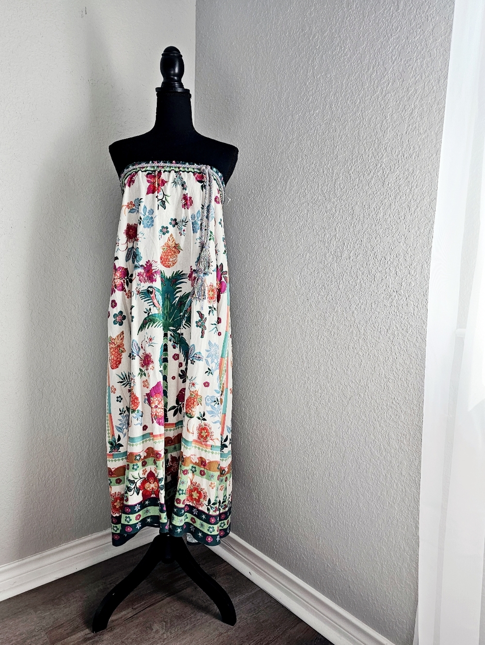 Rachel Zoe Linen Maxi Skirt Elastic Waistband Colorful Tropical Resortwear S NWT - Picture 11 of 14